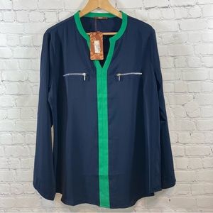 Garharu 3/4 Sleeve Blouse with Zippers